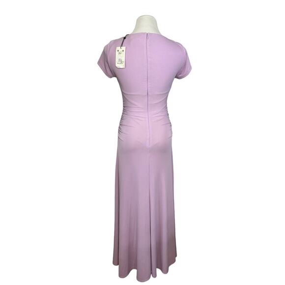 Cinq A Sept NEW Janis Square Neck Tie Front Short Sleeve Midi Dress Purple 4 - Picture 4 of 11